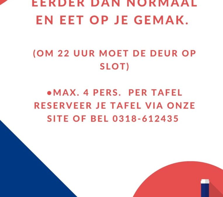 Kom een half uurtje eerder